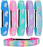FROG SAC 6 Unicorn Headbands for Girls, Adjustable No Slip Glitter Hair Bands for Kids, Cute Litt...