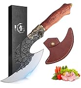 ROCOCO Viking Cleaver Knife Butcher Meat Cutting Boning Knife Hand Forged Chinese Kitchen Axe wit...