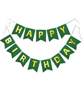 Green Happy Birthday Banner Greenery Theme Birthday Party Supplies Garland Decorations Sparkle Bi...