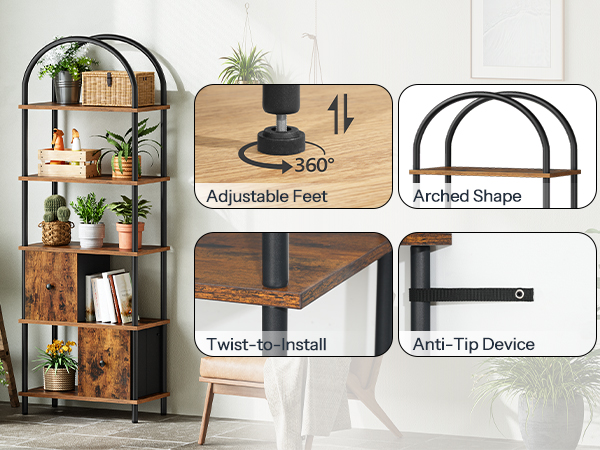 arched bookcase tall standing bookshelf arched 5 Tier Bookshelf 5 Tier Arched Bookcase