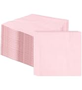 100 pcs 2-Ply Light Pink Napkins Folded 5 x 5 inch Disposable Cocktail Napkins Paper Napkins for ...