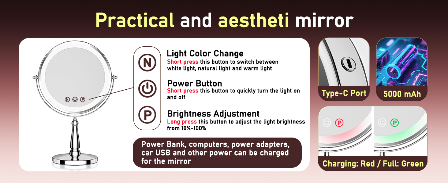 magnifying mirror with light