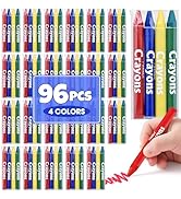 FUMILE 24 Sets of 4 Colors Crayons (96 Count), Crayons Bulk Individual Packs, Non-Toxic Mini Cray...