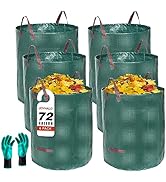 Joyhalo Reusable Yard Waste Bags, 72 Gallon Lawn And Leaf Bags 6 Pack, Heavy Duty Garden Bags Wit...
