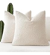 Foindtower Pack of 2, 20 x 20 Inch, Decorative Textured Boucle Throw Pillow Covers Accent Solid P...