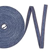 Pandahall 10.93 Yard Stitch Denim Ribbon 0.39 Inches Marine Blue Jeans Cloth Fabric Ribbon for Se...