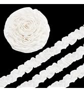 FINGERINSPIRE 5Yards Double Ruffle Ribbon Trim 3.1inch Wide Ivory White Pleated Chiffon Trim Vint...