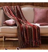 patdrea Throw Blanket Knitted Textured Throw Blanket Farmhouse Soft Cozy Warm Couch Blanket (Red,...