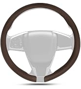 Hiseanllo Nappa Leather Steering Wheel Cover (Brown)