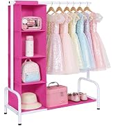 Univivi Kids Clothing Rack with Hanging Organizer, Short Toddler Dress Up Storage Rack for Hangin...