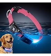LED AirTag Dog Collar - Brightest Light Up Dog Collars - IP68 Waterproof Air Tag Dog Collar Holde...