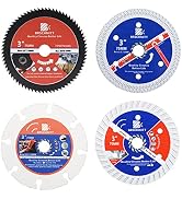 Diamond Saw Blades for Cutting Wood Metal Stones,4pcs 3inch(75mm) with Arbor10mm Dry/Wet Continuo...