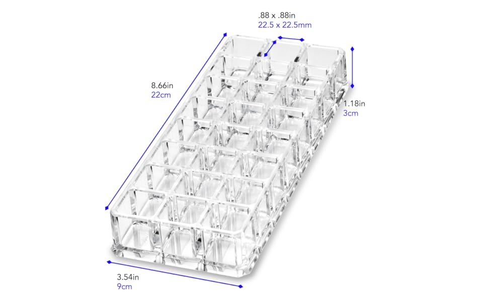 BYALEGORY CLEAR ACRYLIC LIPSTICK MAKEUP ORGANIZER DIMENSIONS