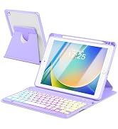 EAMPANG Case with Keyboard for iPad 9th 8th 7th Generation 10.2 inch,7 Rainbow Backlit Detachable...