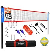 Zdgao Volleyball and Badminton Combo Set for Backyard - 20FT/32FT Volleyball/Badminton Net with A...