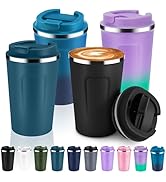 Volhoply 12 oz Double Wall Insulated Vacuum Travel Coffee Mug with Flip Lid Bulk 4 Pack,Reusable ...