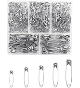 400 Pcs Safety Pins Assorted Sizes,5 Different Size Nickel Plated Steel Small & Large Heavy Duty ...