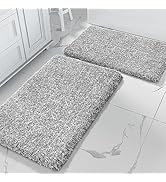Yimobra Fluffy Bath Rug Set,Shaggy Soft Non Slip Bathroom Rugs, Machine Washable,Thick Bathroom F...