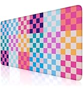iLeadon Desk Mat Cute,Computer Desktop Mouse Pad,Colorful Checkered Desk Mouse Mat Extra Large,Lo...
