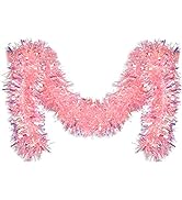 CCINEE Pink Tinsel Garland for Christmas Tree Decorations Wedding Birthday Party Supplies 17 Feet