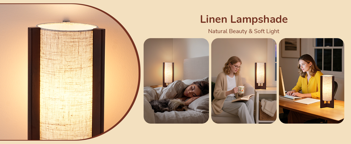 Beige Linen Lampshade Table Lamp