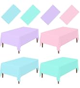 BCCSNNM 4 Pack Pastel Tablecloth,Rainbow Mix Color Table Cloth Disposable Plastic Rectangle Table...