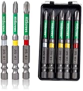 Hitscrews 3" JIS Screwdriver Bits Set #1#2#3 9/13mm Dual-Groove | Anti-Slip Magnetic Japanese Cro...