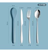 Travel Utensils with Case, Portable Silverware Set for Work, Stainless Steel Reusable Travel Cutl...