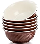 ZOOFOX 6 Pack Unbreakable Cereal Bowls, 24 oz Melamine Soup Bowls with Textured Design, Reusable ...