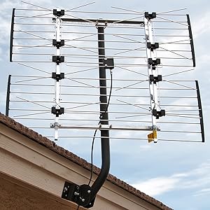 Universal Antenna Mount installed on an eave of the roof