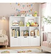 FOTOSOK Toy Storage Organizer with 3 Movable Drawers, Toy Organizer with Hidden Wheels and 5 Open...