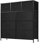 DUMOS Dresser for Bedroom, Storage Organizer with 9 Drawers, Chest of Drawers with Fabric Bins, S...