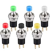 DIYhz 6Pcs Self-Locking SPST Latching Type Dash ON/Off Push Button Switch AC 250V/3A 6 Colors