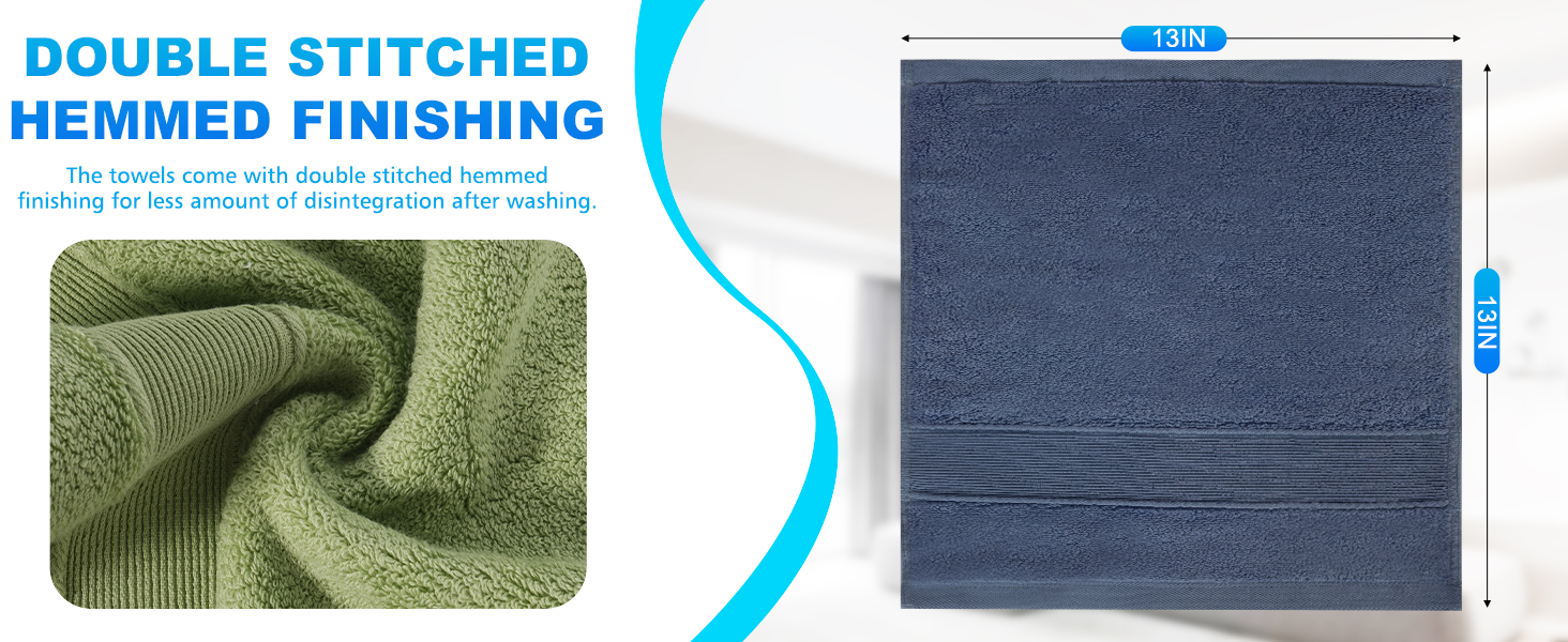 6 Pack 100% Cotton Wash Cloth