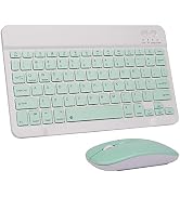 Wireless Keyboard and Mouse Bluetooth Rechargeable Wireless Mouse Keyboard Set Ultra-Slim Portabl...