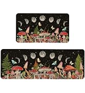 Kuyuayee Farmhouse Mushroom Kitchen Mats Set of 2 Non Slip Mushroom Kitchen Rugs Moon Mushroom Ho...
