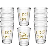 Bride and I Do Crew Bachelorette Party Shot Glasses, Set of 12, 11 Gold I Do Crew and 1 Gold Brid...