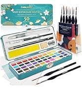 TAVOLOZZA 50 Colors Watercolor Paint Set, Including Metallic & Fluorescent Colors, Travel Waterco...