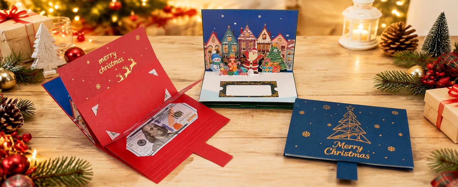 3D Pattern Pull-Out Christmas Money Holders for Cash