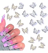 20 Pcs 3D Alloy Butterfly Nail Charms,Shiny Diamonds Metal Butterfly Nail Gems Nail Rhinestones N...