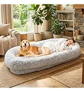 Human Dog Bed XL 79"x44"x12.5" - Shared Orthopedic Dog Bed for Adults & Pets, Large Size Faux Fur...