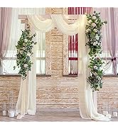 Ivory Backdrop Wedding Arch Fabric Drapes 2 Panels 6 Yards Chiffon Arch Drape Sheer Fabric Weddin...