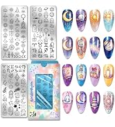 PH PandaHall 3pcs 12 Zodiac Signs Nail Stamping Plates Meditation Yoga Nails Art Stencils Lotus C...