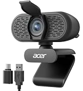 Acer 1080p Webcam USB Plug and Play Webcam for PC with Noise Cancellation Microphones Computer Ca...