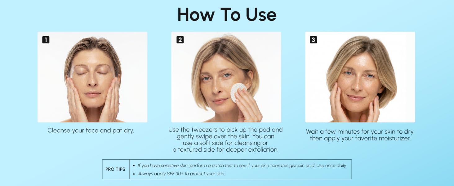 acido glicolico para la cara, skin pad, aha bha wipes, teen face pads, resurfacing