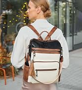 Shrrie Backpack Purse for Women Leather Fashion Designer Travel Backpack Convertible Shoulder Sat...