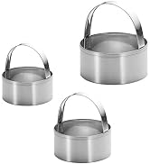 3 Pieces Round Biscuit Cutter with Handle - Stainless Steel Round Circle Doughnut Cutter Baking M...