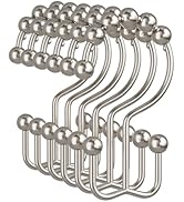 Amazer Shower Curtain Hooks, 12PCS Rust-Resistant Metal Double Shower Curtain Rings for Curtain R...