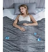 Welfibr Cooling Blanket Queen for Hot Sleepers Grey Lightweight Summer Blanket Double Sided Cold ...