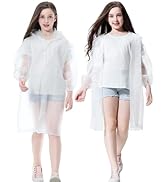RUISHYY Raincoat Rain Poncho for Kids (2 Pack), Reusable EVA Rain Coats Jackets with Hood for 6-1...
